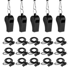 Plastic Whistles with Lanyard 20 Pcs  Black -Fitting for Coaches/Referee 