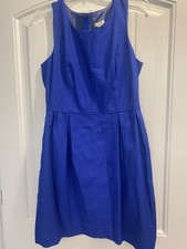 J Crew Dress Womens Blue Preppy Party Cotton tweed royal blue size 8 
