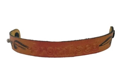 70's Vintage Leather Bracelet PROMISED Brown Black Scroll Snap Wrist Adjust Cuff
