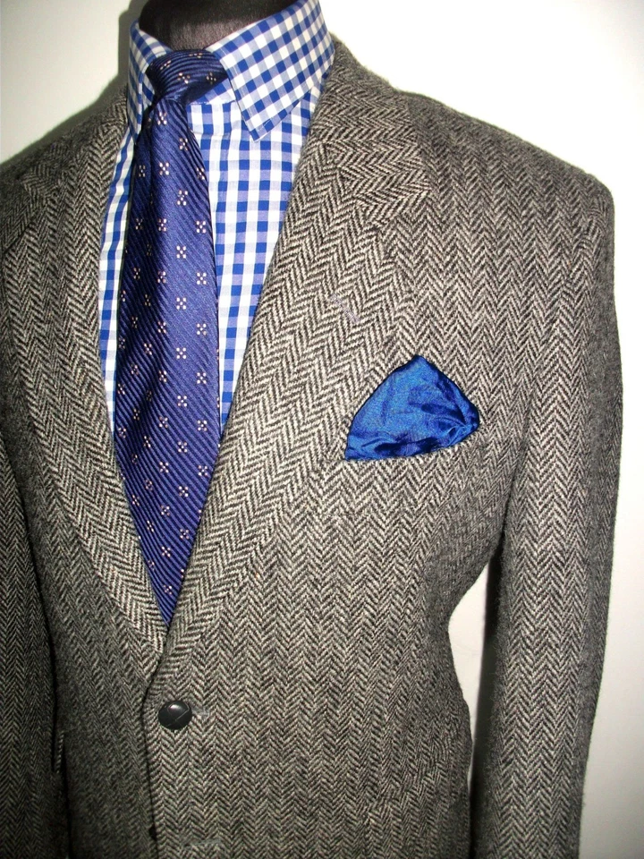 HARRIS TWEED Hacking Norfolk FIELD JACKET BLAZER 42 HERRINGBONE WOOL SPORT COAT - Image 3 of 4