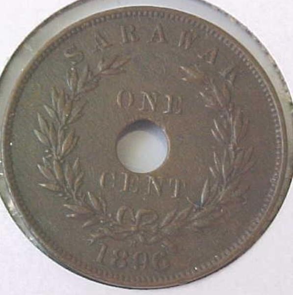 1896-H Sarawak 1 Cent High Grade XF With Nice Color *