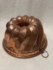 Vintage HTF heavy French tinned Copper KOUGLOF/Gugelhupf/bundt CAKE 6-1/2” mold