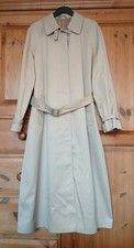 DANNIMAC Beige Full Length Showerproof Raincoat Mac Trench Coat & Belt. Size 16