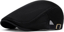 Mens Mesh Ivy Flat Cap Adjustable Breathable Driving Golf Newsboy Hat Style