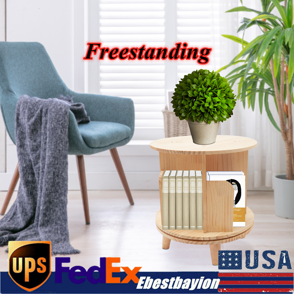 360-Degree Rotating Floor Standing Bookcase Storage Shelf Organizer