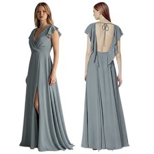 Jenny Yoo Alanna Dress 4 Denmark Blue Luxe Chiffon Bridesmaid Gown Formal Flowy