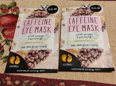 Lot of 2 Oh K! Caffeine Eye Mask Yuzu Ginseng Energises Brightens