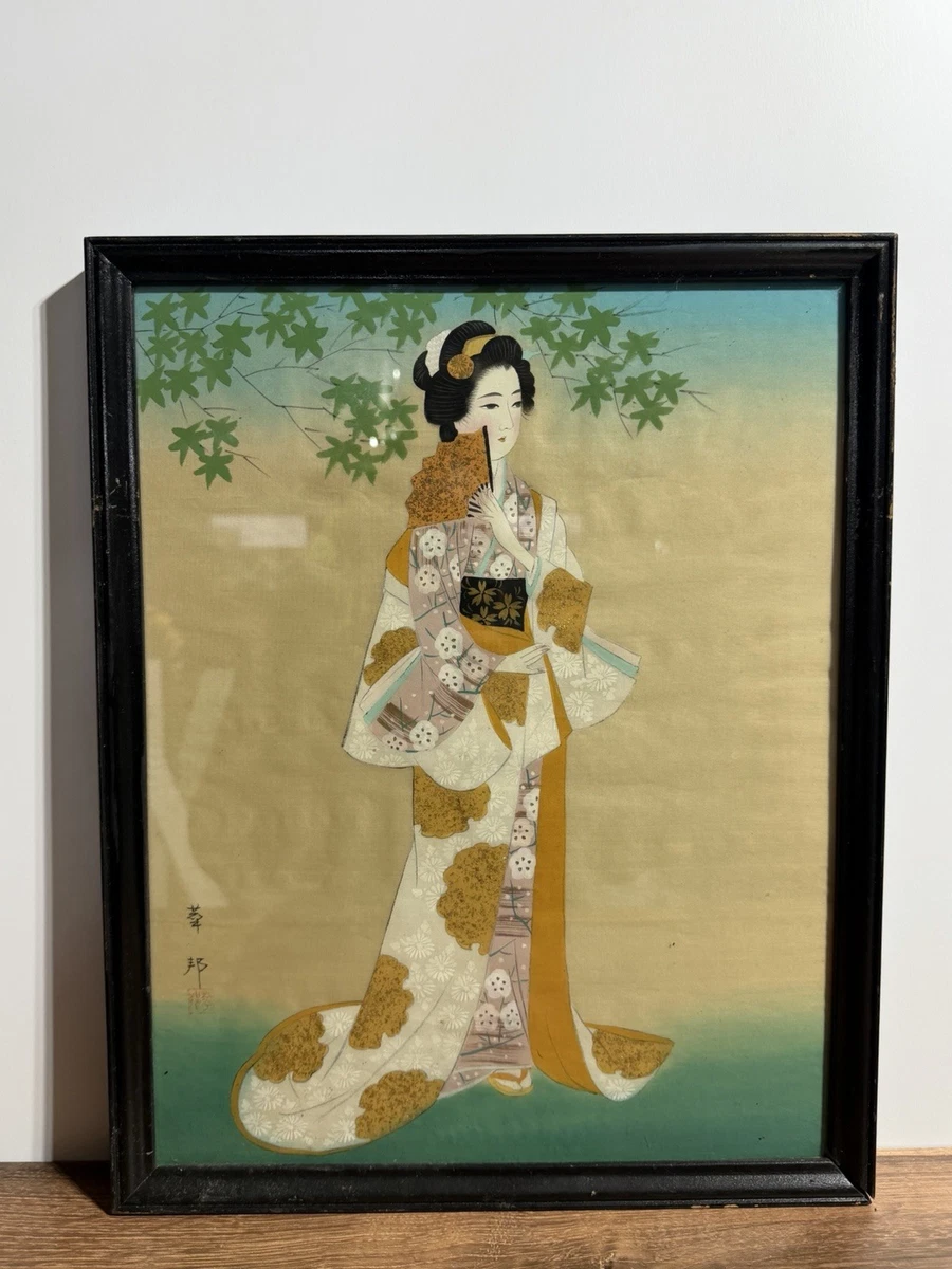 艺妓画在古董日本画作、画卷| eBay