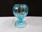 Fenton for L.G. Wright Blue Glass Beaded Panels Rose Bowl or Ivy Ball Vase INV2