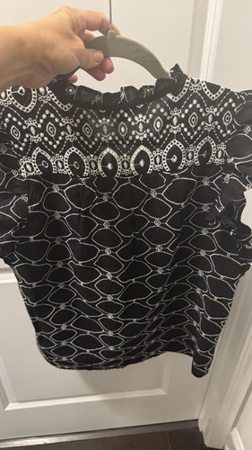 Loft schwarz-weiß bestickte Bluse Größe Small neu mit Etikett - Bild 5 von 6