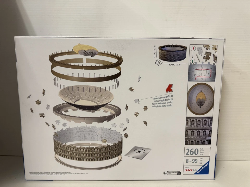 RAVENSBURGER - PUZZLE 3D - COLOSSEO - 260 Pezzi - NUOVO - SIGILLATO - Immagine 2 di 4