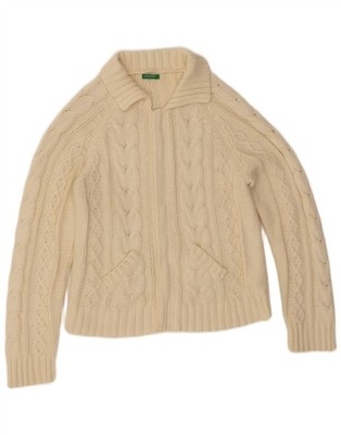 Benetton Mädchen Strickjacke Pullover 11-12 Jahre XL Off White BS20