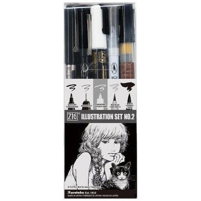 Kuretake ZIG Illustrationsstifte Set Nr.2 - 5 Stück
