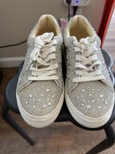 Betsey Johnson Sparkles Sidny Rhinestones Silver Platform Sneakers - Sz 7.5