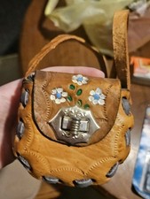 Handmade Leather Hand Tooled Purse Handbag Small Made In Mexico