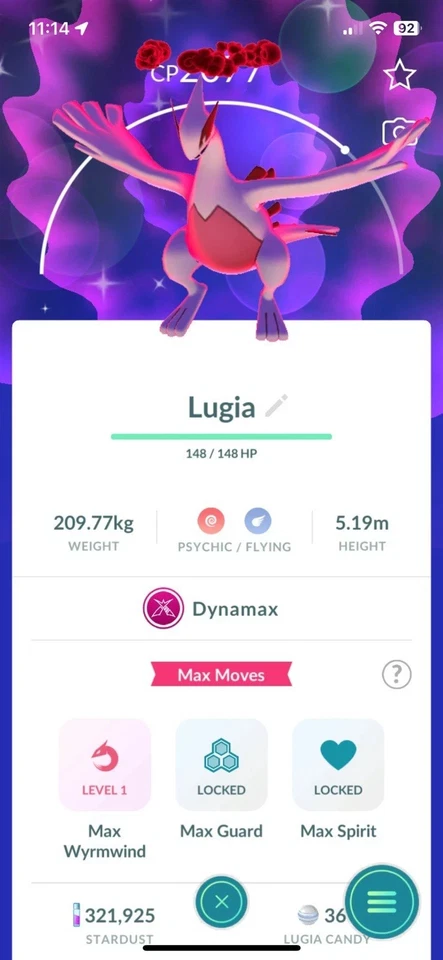 ✨Pokémon G0 ----- Dynamax Shiny Lugia ✨ Mini P T C
