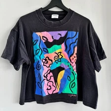 Vintage 90s Gilda Marx Abstract Art Print Tee Single Stitch One Size 100% Cotton