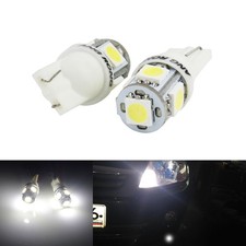 2x 555 T10 W5W 5 SMD 5050 LED White Number Plate Interior Side Light Wedge Bulbs