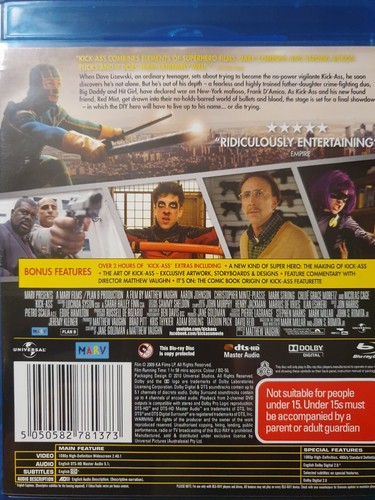 KICK-ASS Blu-ray Aaron Johnson, Chloe Grace Moretz - LIKE NEW FREE POST - Picture 2 of 4