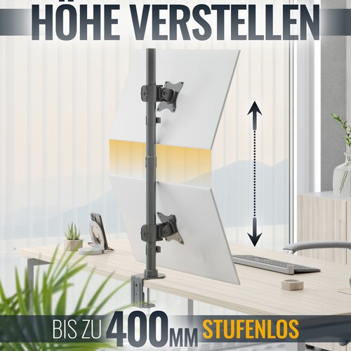 RICOO Dual Monitor Tischhalterung schwenkbar TV Halterung 13-27 Zoll TS8511 - Bild 5 von 9