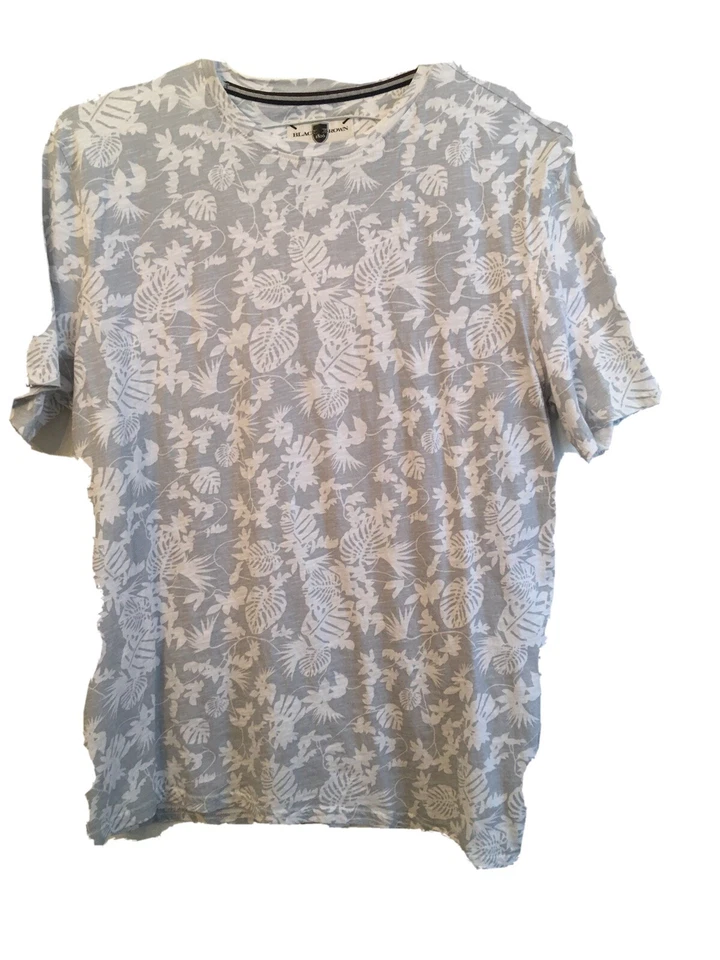 Camiseta grande negra marrón 1826 gris blanca estampado tropical para hombre cuello redondo manga corta Foto 3 de 4