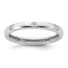 14k White Gold Polished Bezel-set 1/10Ct Diam...