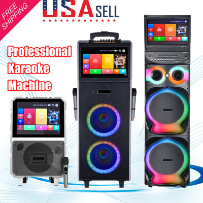 Professional Karaoke Machine BT Speaker w/ Lyrics Display Screen & Wireless Mic