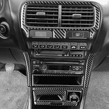 7Pcs Real Carbon Fiber Center Console AC CD Panel Cover For Acura Integra 94-01