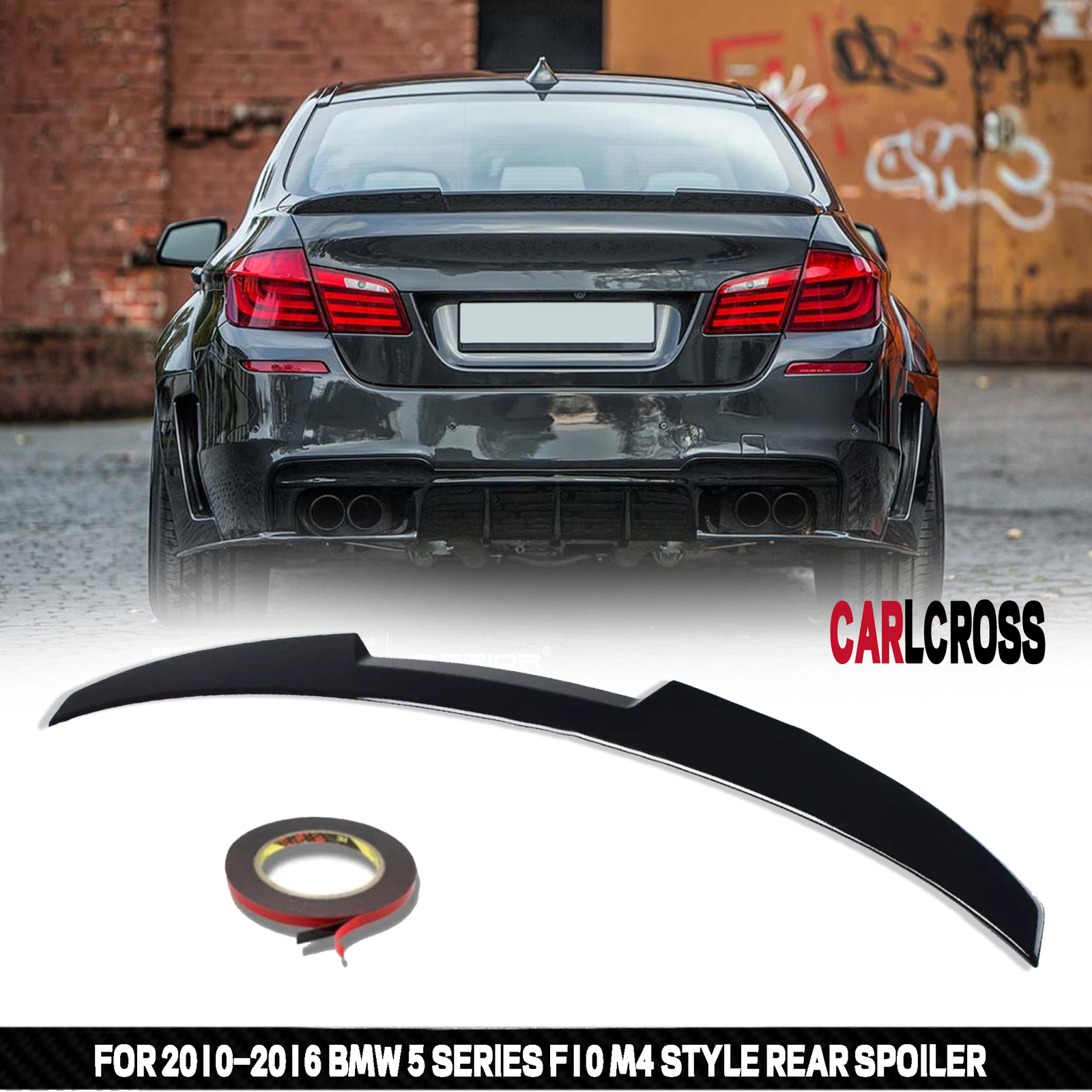 For BMW 5 Series F10 2010-2016 Sedan Rear Trunk Lip Spoiler Wing Glossy Black