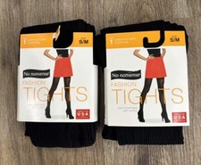 No Nonsense Fashion Black Ribbed Patterned Control Top Tights S/M 2 Pair