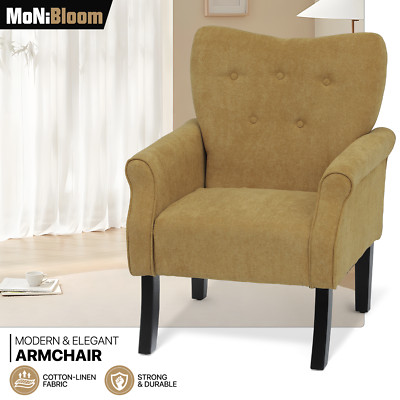 Modern Accent Chair Upholstered Club Armchairs Single Sofa Living Room w/Yellow