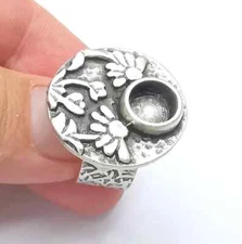 Flower Ring Blank Setting Cabochon Mounting Adjustable Resin Base Bezels Mosaic