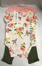 Carter's Girl's Floral 3 Piece Bodysuit Pant Set Choose your size