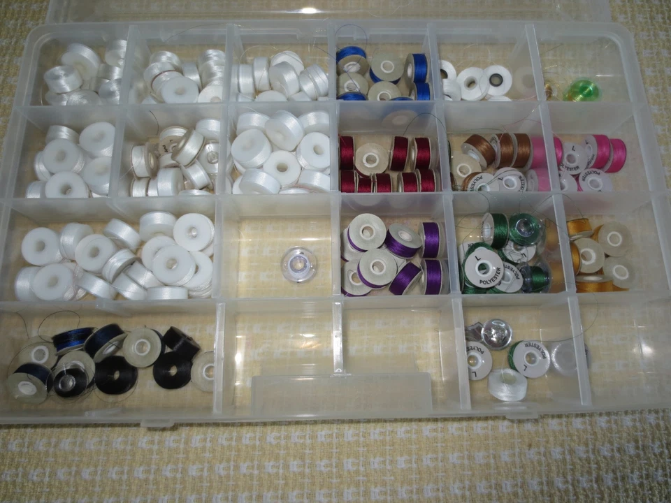 196 MACHINE EMBROIDERY Polyester Thread BOBBINS - 124 White + 72 Colors w/Case - Image 2 of 2