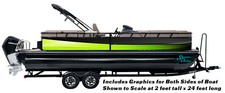 Abstract Lime Green Black Wave Graphic Wrap Kit Decal Fishing Boat Vinyl Pontoon