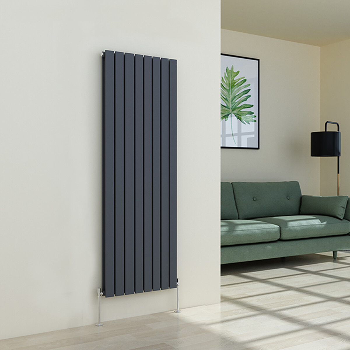 Vertical Designer Radiator Flat Panel Heating Double Anthracite 1600 x 546mm