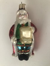 Old World Christmas Santa Checking His List Glass Ornament with Box
