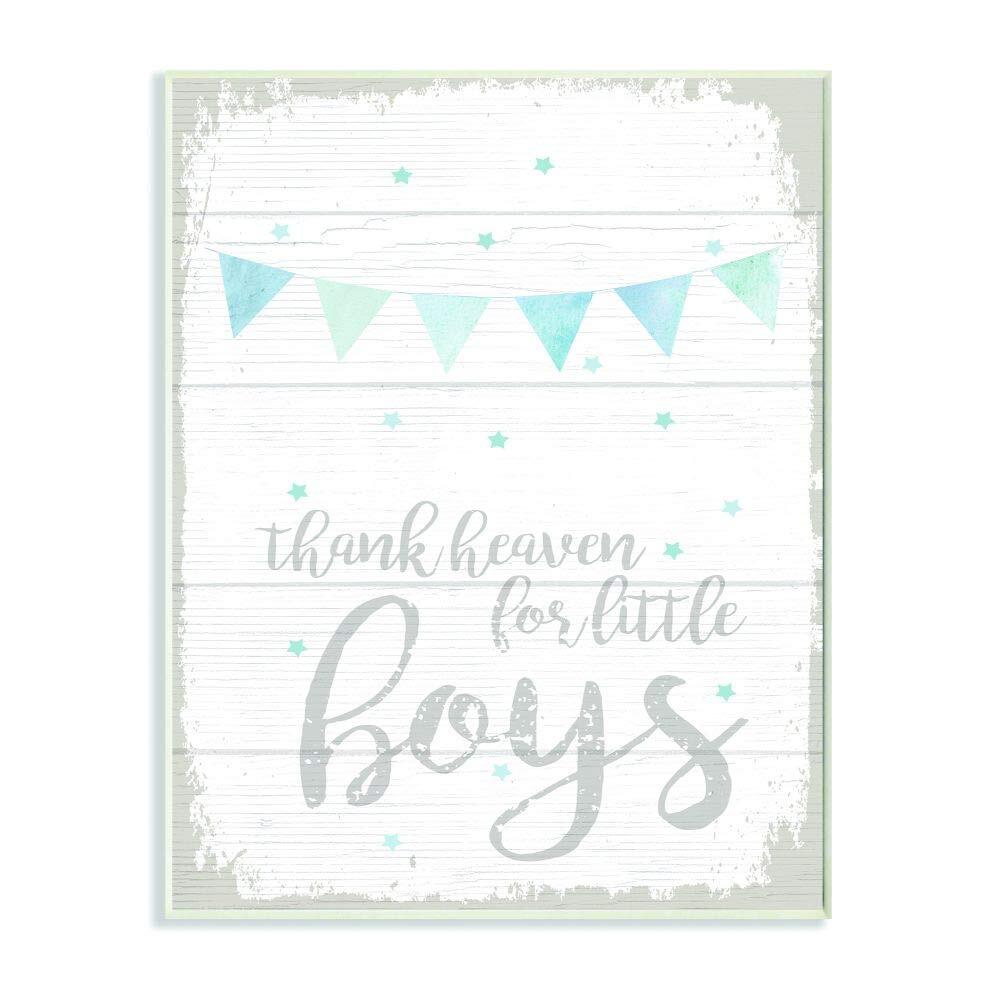 Thank Heaven Boys Blue Word, Design by Artist Daphne Polselli Art, 10 x 0.5 x...
