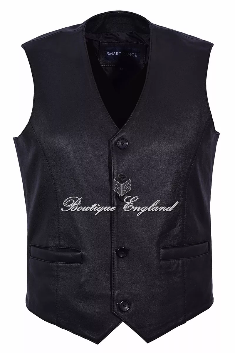 Men New Party Fashion Waistcoats Stylish Black Western Style 100 Leather 5226