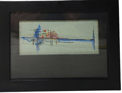 Signed T Matthews Framed Watercolor Original on Charcoal Paper France SEE