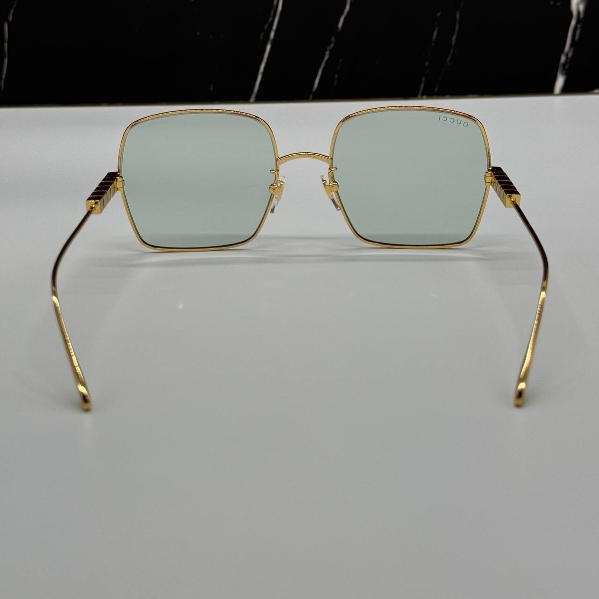 NEW GG1434S 003 GUCCI GOLD GREEN SQUARE METAL WOMEN GUCCI