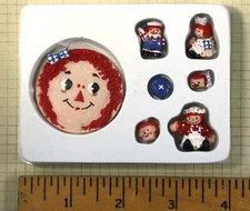 Vtg Set 8-pc Dollhouse TEA SET painted resin Raggedy doll theme