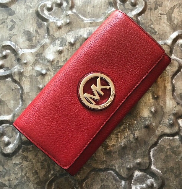 michael kors red leather wallet