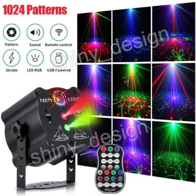 1024Pattern LED Stage Light Laser Projector RGB DJ Disco Party KTV Show Lighting