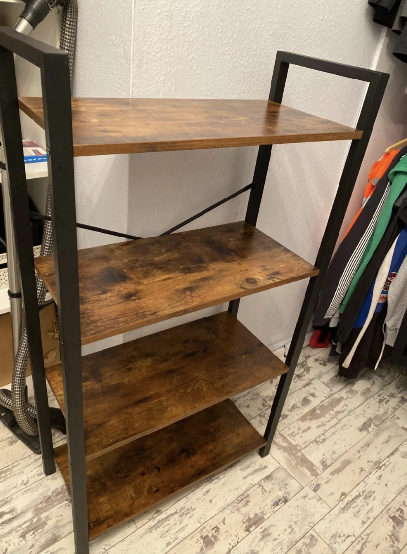 Vintage Industrial Bookcase Rustic Metal Shelving Unit Small Display Cabinet