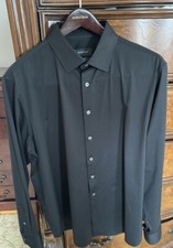 BUGATCHI 8-WAY STRETCH LIGHT BLACK COTTON  SH...