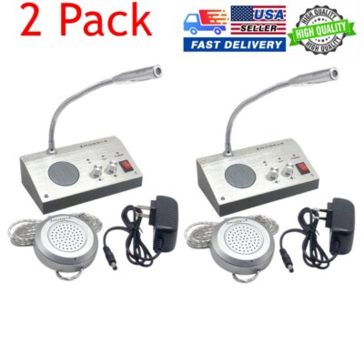 2 Pack Window Intercom System Bank Counter Interphone For Business Store Station