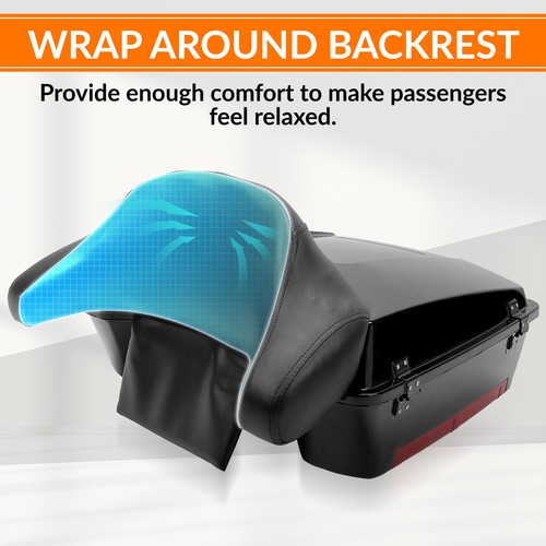 Chopped Pack Trunk W/ Backrest Fit For Harley Tour Pak Touring Glide 1997-2013 - Picture 3 of 12