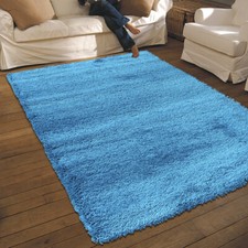 Image of New Modern Large Thick Plain Shaggy Teal Rug 1.2m x 1.7m Free Shipping