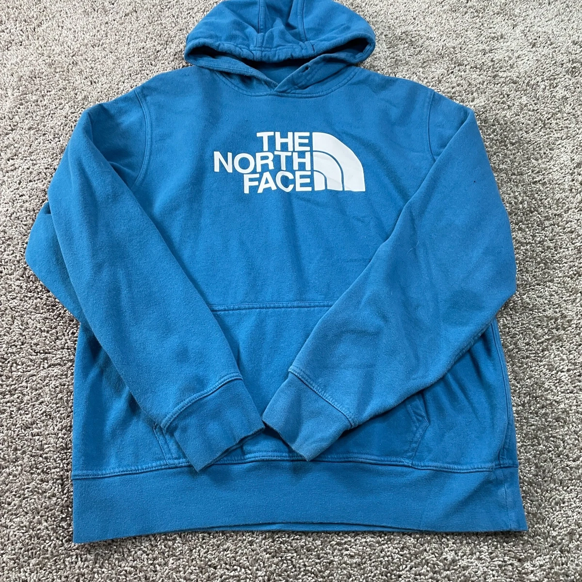 North Face Sweater Adult Medium Blue White Pullover Hoodie